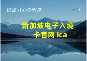 新加坡电子入境卡官网 ica