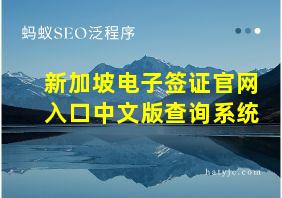 新加坡电子签证官网入口中文版查询系统