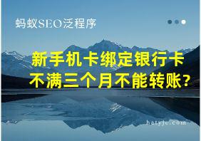 新手机卡绑定银行卡不满三个月不能转账?