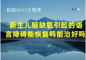 新生儿脑缺氧引起的语言障碍能恢复吗能治好吗