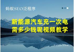 新能源汽车充一次电需多少钱呢视频教学