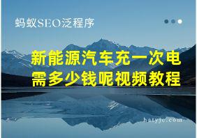 新能源汽车充一次电需多少钱呢视频教程