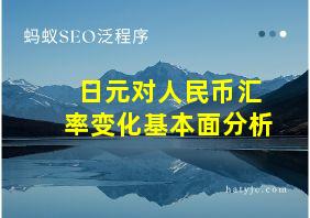 日元对人民币汇率变化基本面分析