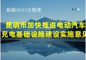 昆明市加快推进电动汽车充电基础设施建设实施意见