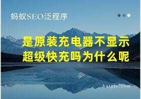 是原装充电器不显示超级快充吗为什么呢