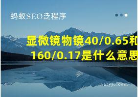 显微镜物镜40/0.65和160/0.17是什么意思