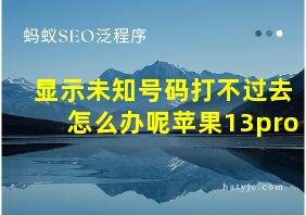 显示未知号码打不过去怎么办呢苹果13pro