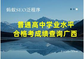 普通高中学业水平合格考成绩查询广西