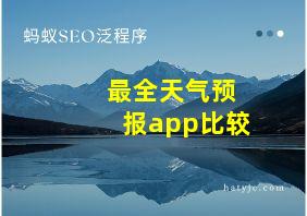 最全天气预报app比较