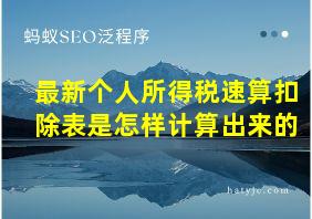 最新个人所得税速算扣除表是怎样计算出来的