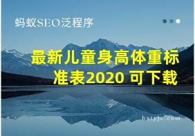 最新儿童身高体重标准表2020 可下载