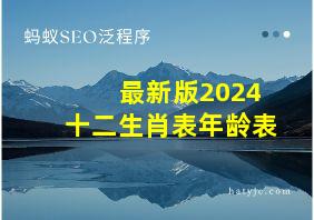 最新版2024十二生肖表年龄表