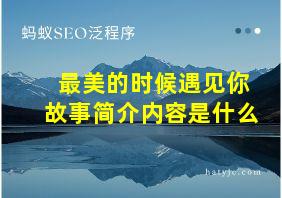 最美的时候遇见你故事简介内容是什么