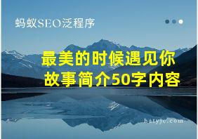 最美的时候遇见你故事简介50字内容