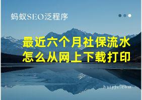 最近六个月社保流水怎么从网上下载打印