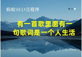 有一首歌里面有一句歌词是一个人生活