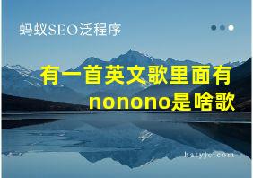 有一首英文歌里面有nonono是啥歌