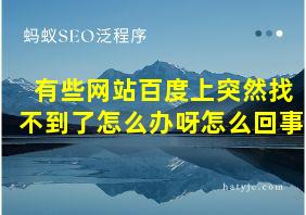 有些网站百度上突然找不到了怎么办呀怎么回事