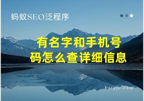 有名字和手机号码怎么查详细信息