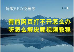 有的网页打不开怎么办呀怎么解决呢视频教程