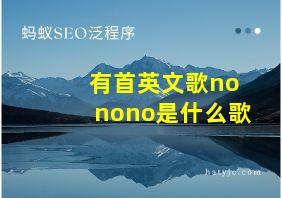 有首英文歌nonono是什么歌