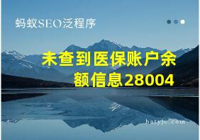 未查到医保账户余额信息28004