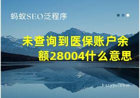 未查询到医保账户余额28004什么意思