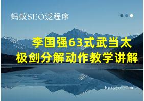 李国强63式武当太极剑分解动作教学讲解