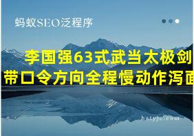 李国强63式武当太极剑带口令方向全程慢动作泻面