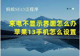 来电不显示界面怎么办苹果13手机怎么设置