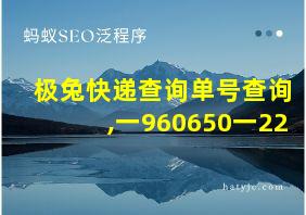 极兔快递查询单号查询,一960650一22