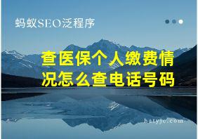 查医保个人缴费情况怎么查电话号码