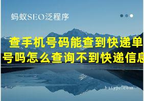 查手机号码能查到快递单号吗怎么查询不到快递信息