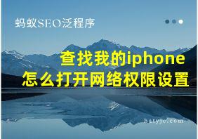 查找我的iphone怎么打开网络权限设置