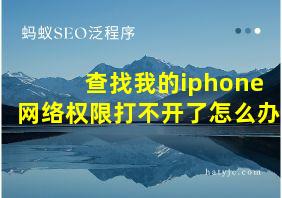 查找我的iphone网络权限打不开了怎么办