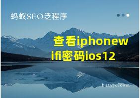 查看iphonewifi密码ios12