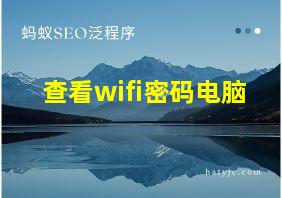 查看wifi密码电脑