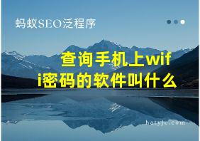 查询手机上wifi密码的软件叫什么