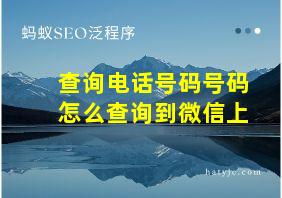 查询电话号码号码怎么查询到微信上