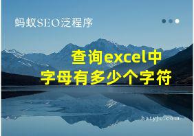 查询excel中字母有多少个字符