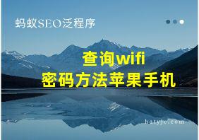 查询wifi 密码方法苹果手机