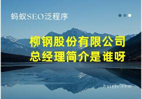 柳钢股份有限公司总经理简介是谁呀