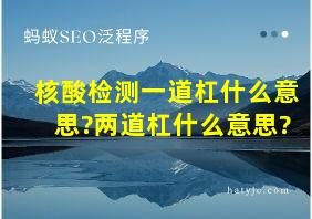 核酸检测一道杠什么意思?两道杠什么意思?