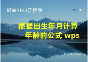 根据出生年月计算年龄的公式 wps