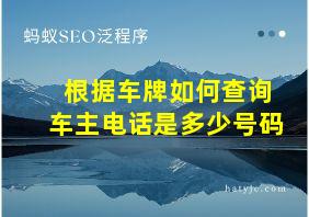 根据车牌如何查询车主电话是多少号码