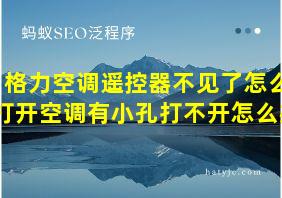 格力空调遥控器不见了怎么打开空调有小孔打不开怎么办