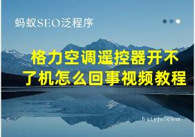 格力空调遥控器开不了机怎么回事视频教程