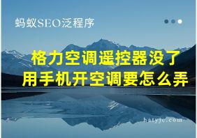 格力空调遥控器没了用手机开空调要怎么弄