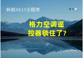 格力空调遥控器锁住了?