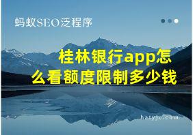 桂林银行app怎么看额度限制多少钱